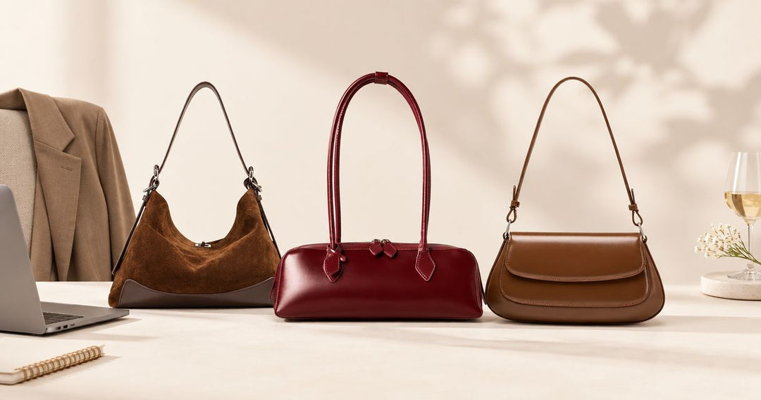 Small leather shoulder bags for work-to-dinner outfits