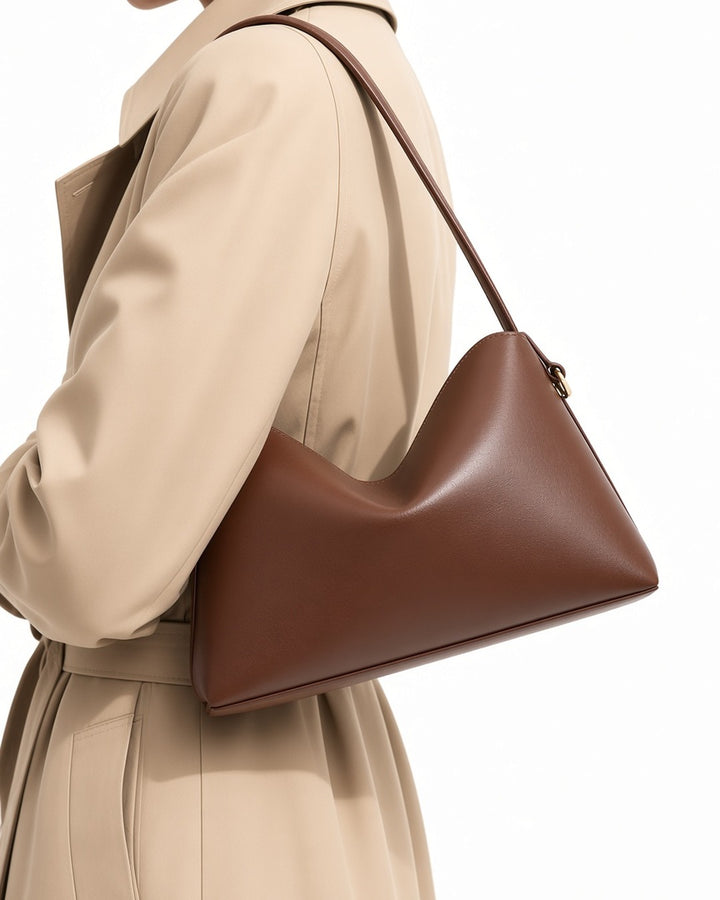 Béatrice Hobo Leather Bag - close-up worn detail, white studio