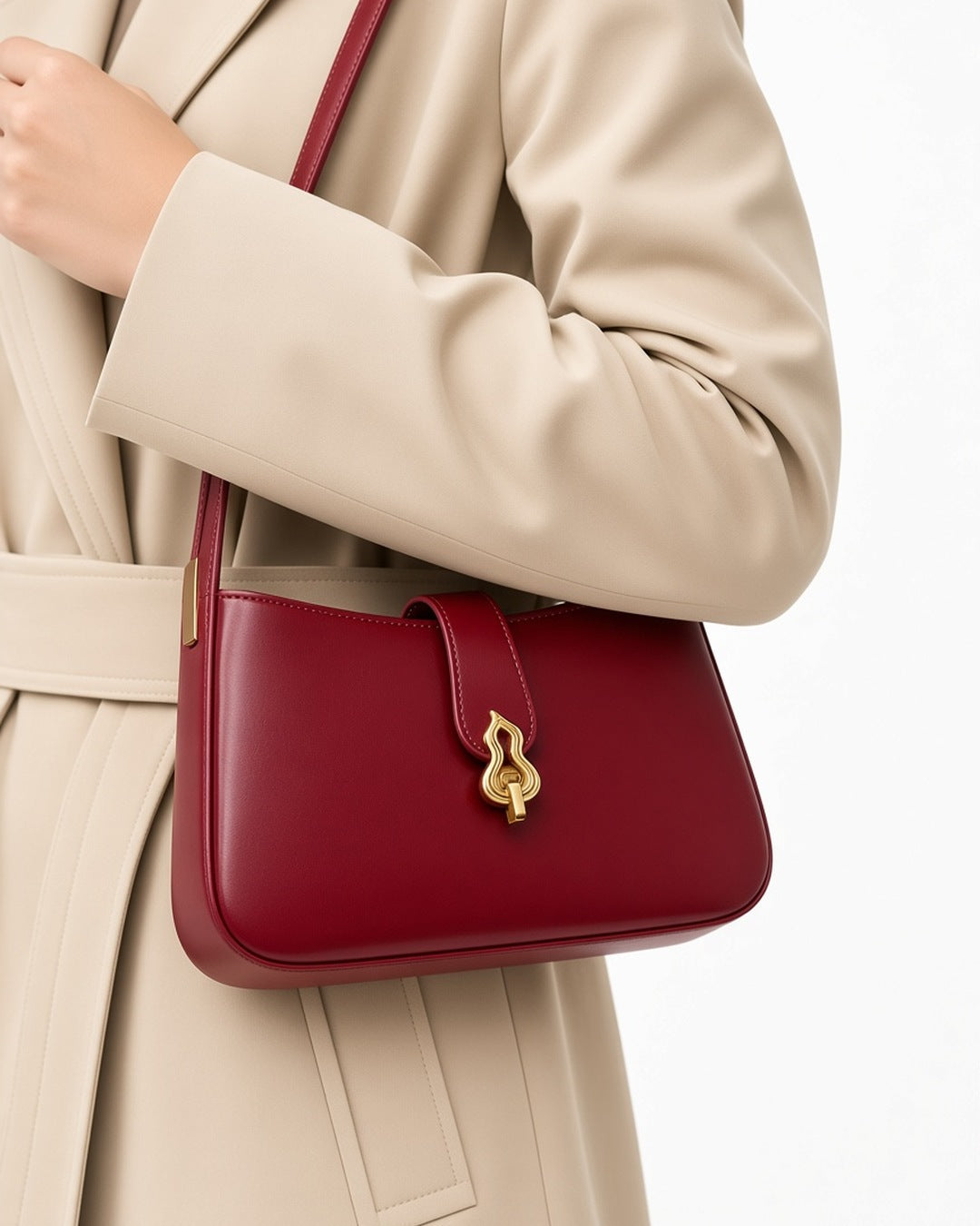 Juliette Shoulder Bag - close-up worn detail, white studio