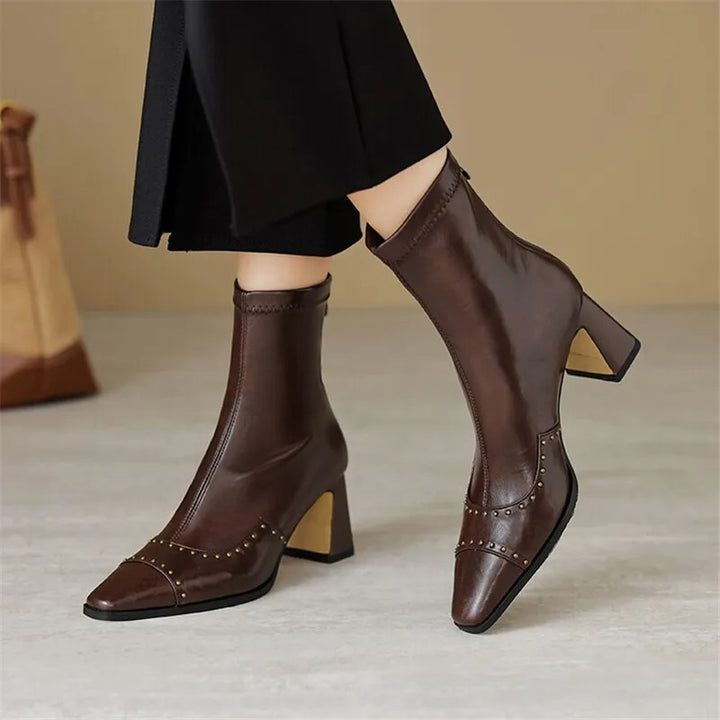 Donna Square Toe Ankle Boots