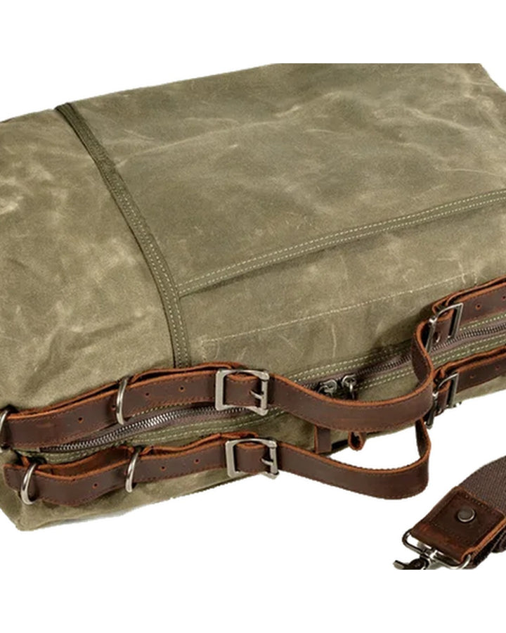 Hayes Waxed Canvas Weekender - close-up detail