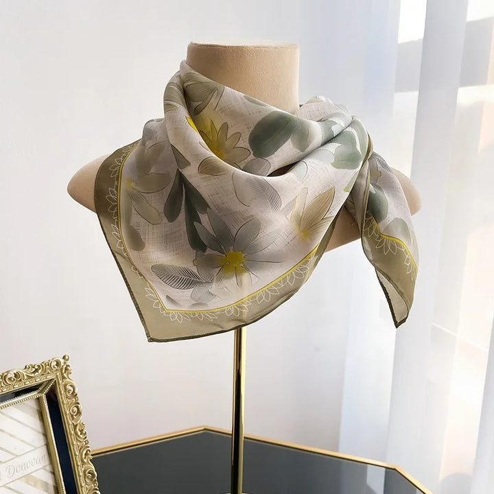 Daisy Mulberry Silk Square Scarf