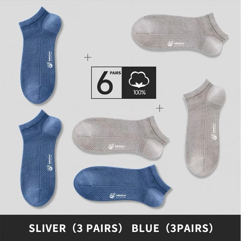 Novelty 6-Pack Breathable Antibacterial Low-Cut Socks for Men