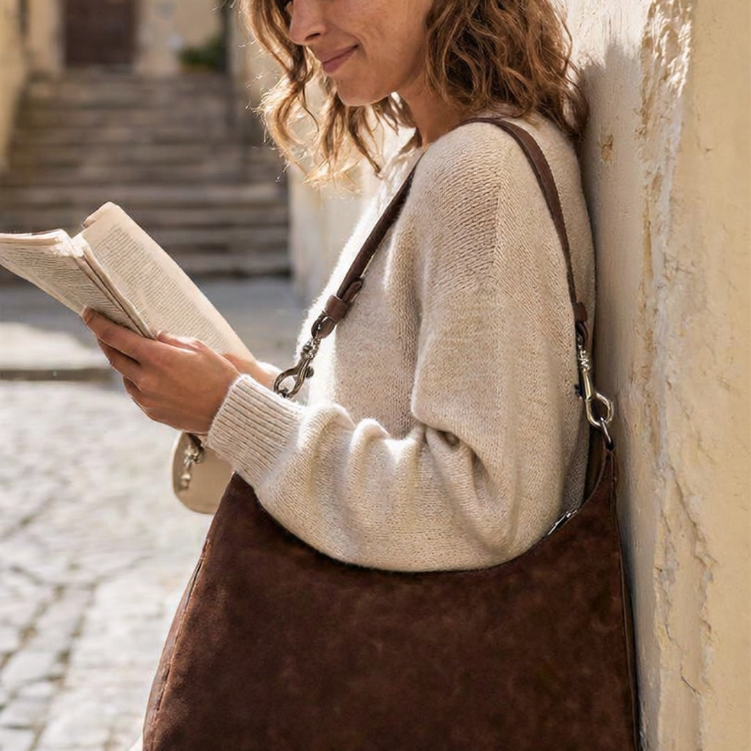 Louise Matte Hobo Suede Tote