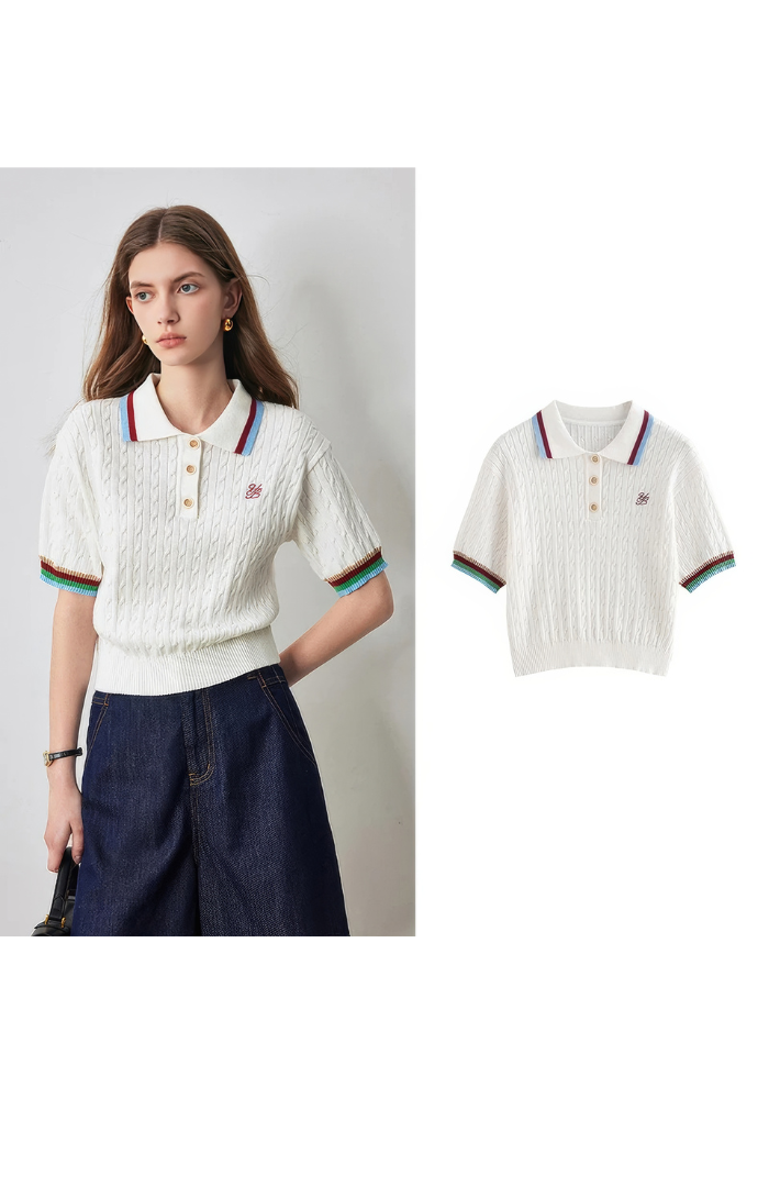 Gabriella Knitted Polo Top