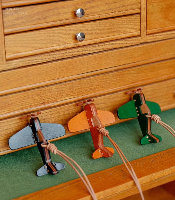 Airplane Leather  Bag Charm