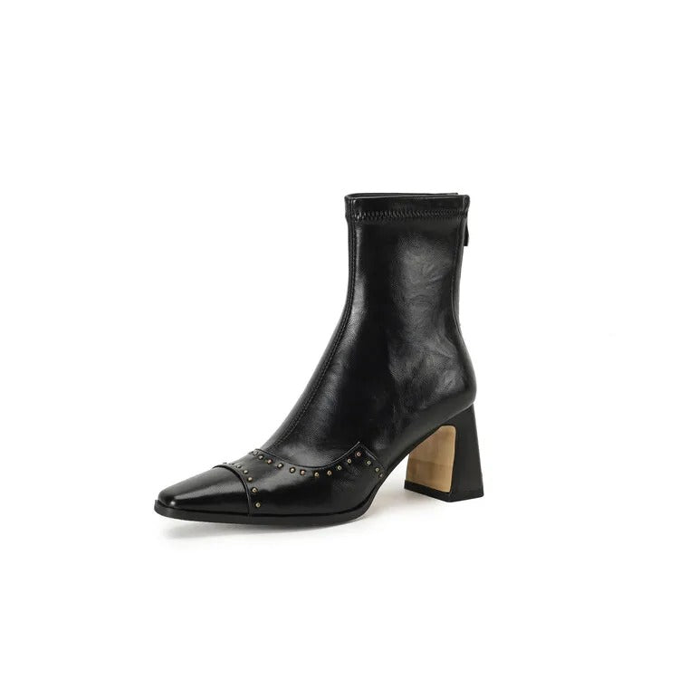 Donna Square Toe Ankle Boots