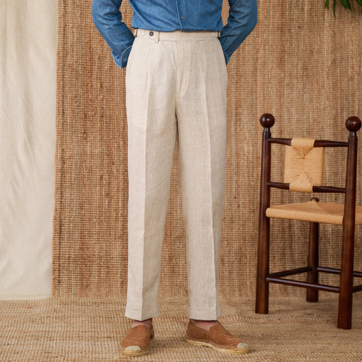 Enrico Pleated Linen Pants