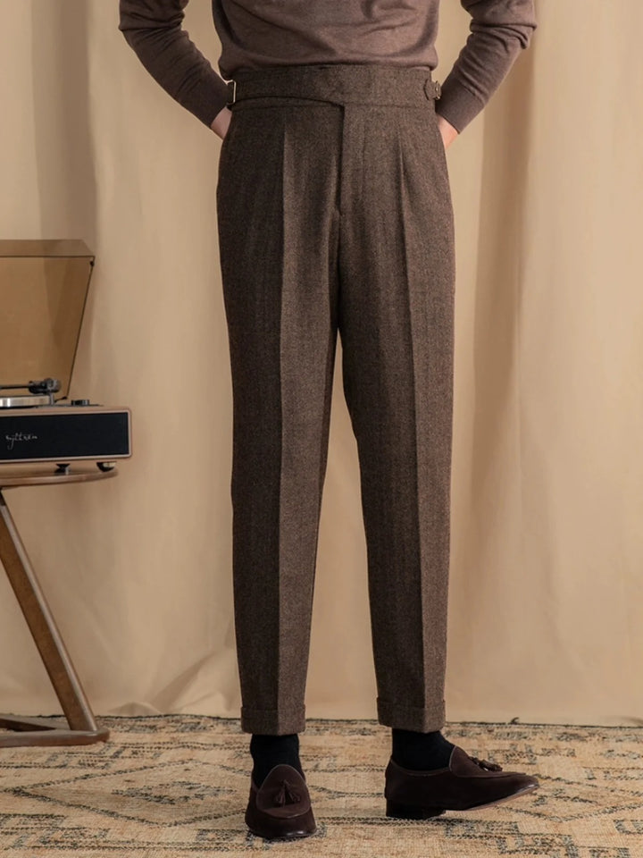 Gerardo Wool Blend Pleated Trousers