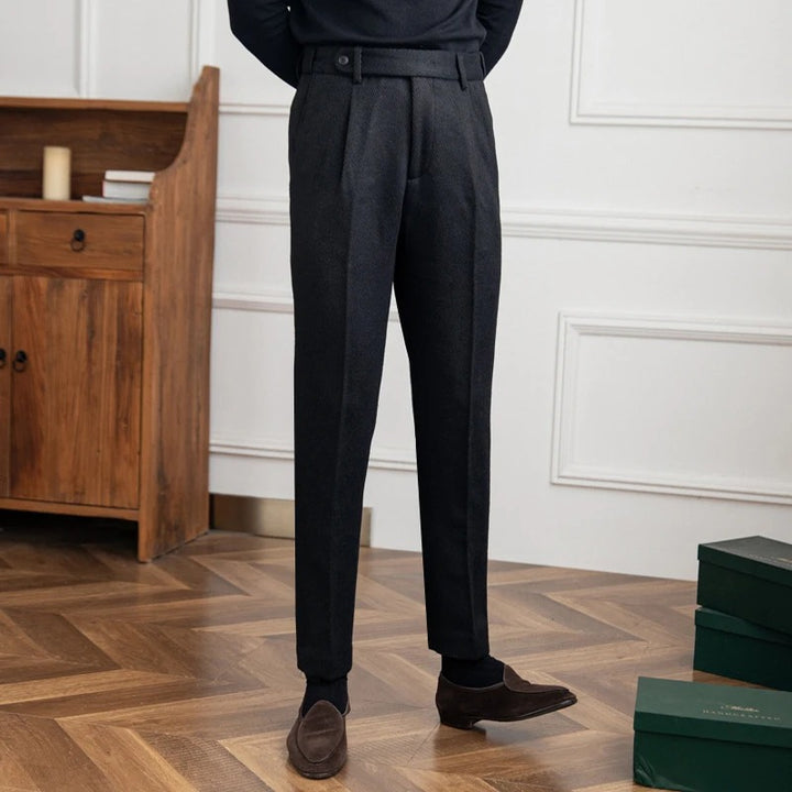 Vincenzio Wool Blend Herringbone Trousers