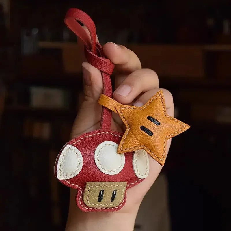 Mushroom And Star Power Up  Bag Charm