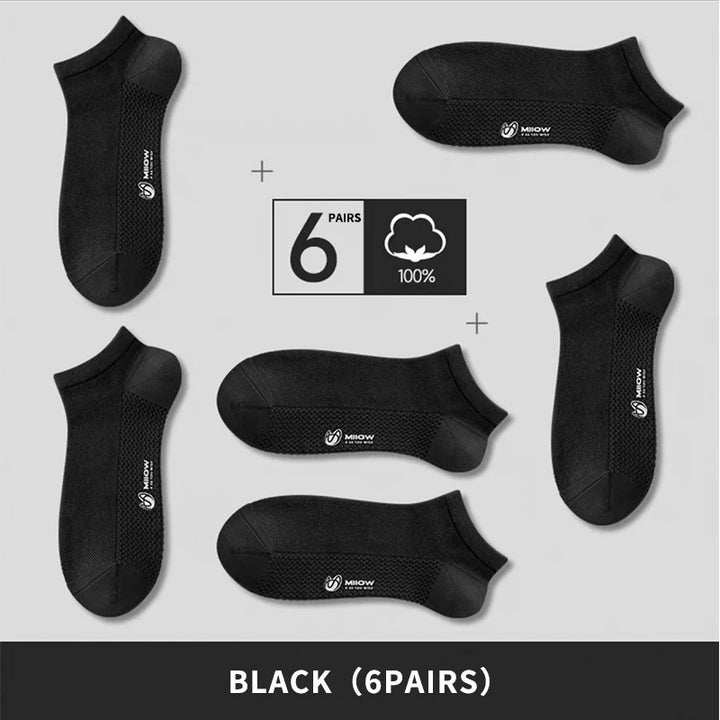 Novelty 6-Pack Breathable Antibacterial Low-Cut Socks for Men