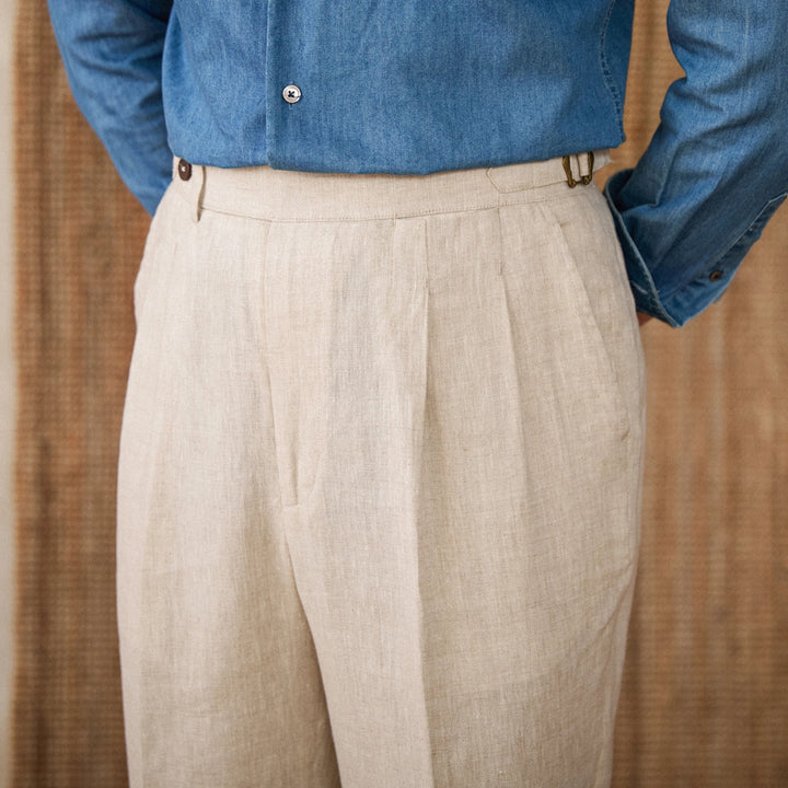 Enrico Pleated Linen Pants