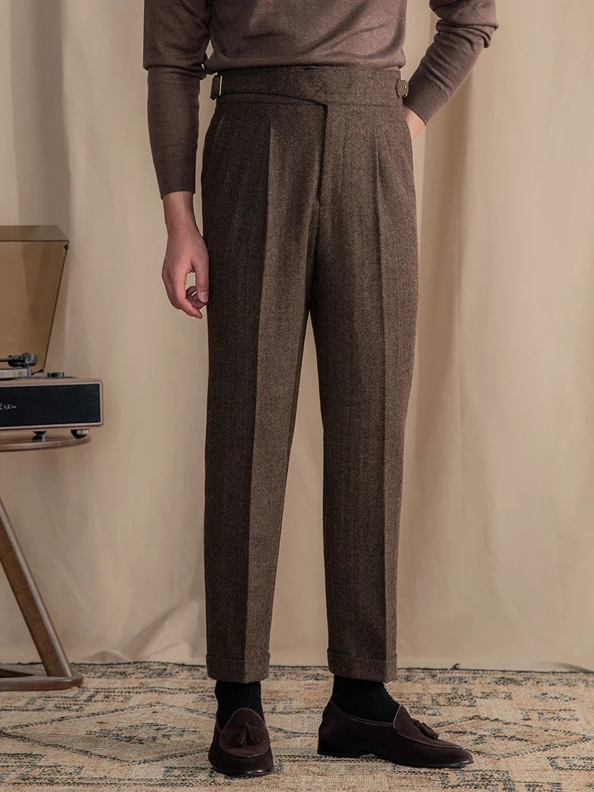 Gerardo Wool Blend Pleated Trousers