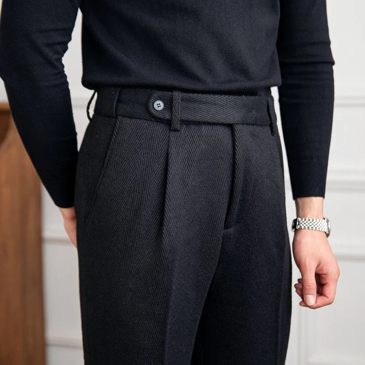 Vincenzio Wool Blend Herringbone Trousers