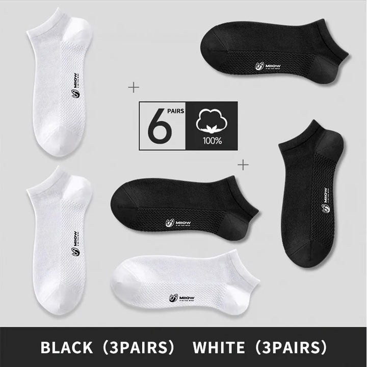 Novelty 6-Pack Breathable Antibacterial Low-Cut Socks for Men