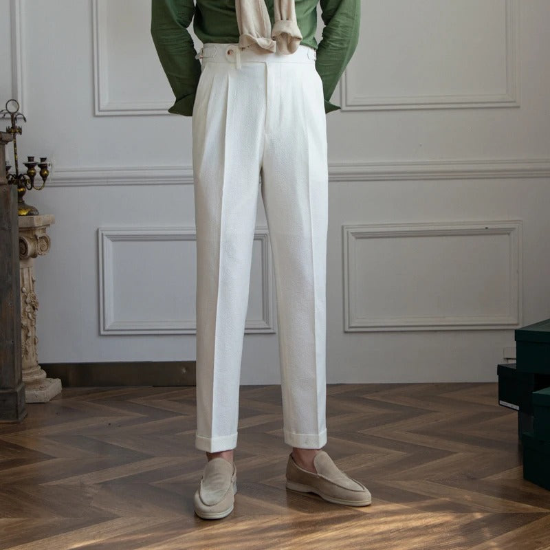 Rafaelo Seersucker Pleated Trousers