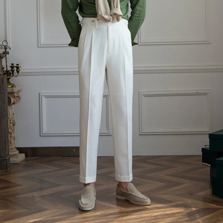 Rafaelo Seersucker Pleated Trousers