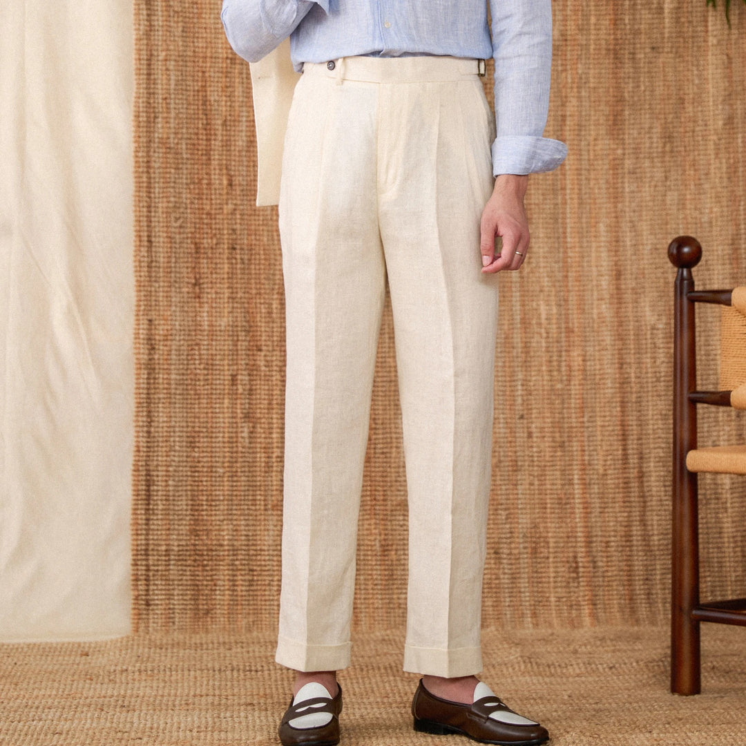 Enrico Pleated Linen Pants