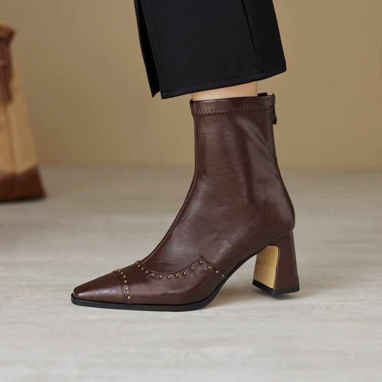 Donna Square Toe Ankle Boots