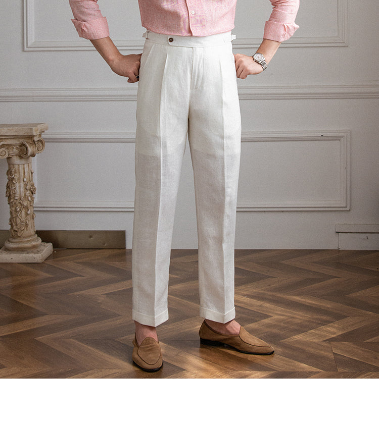 Pietro Linen Pleated Trousers