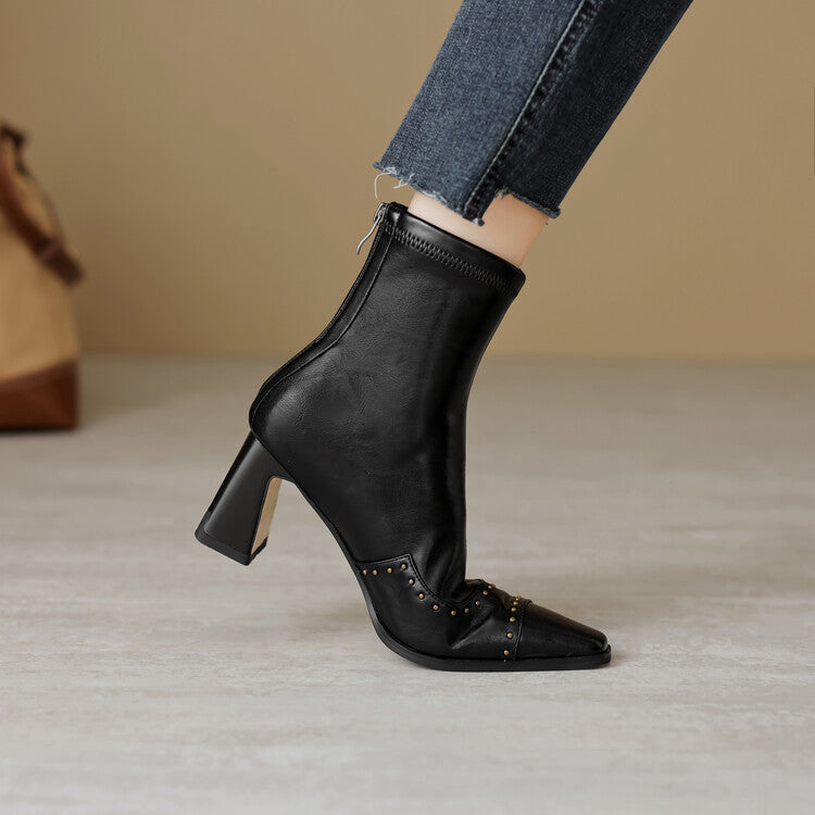 Donna Square Toe Ankle Boots