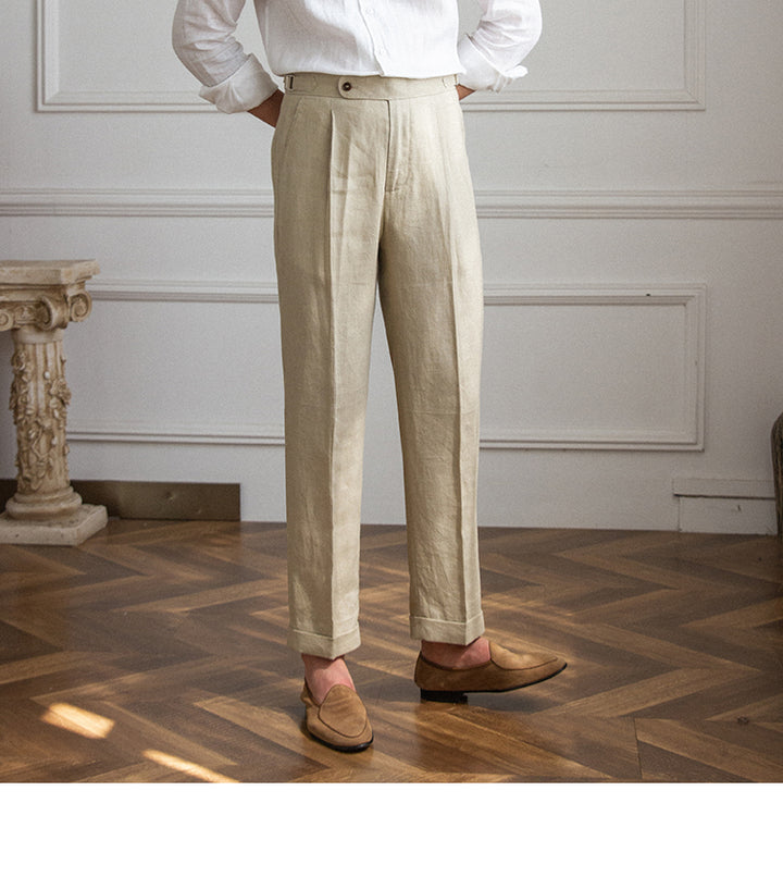 Pietro Linen Pleated Trousers