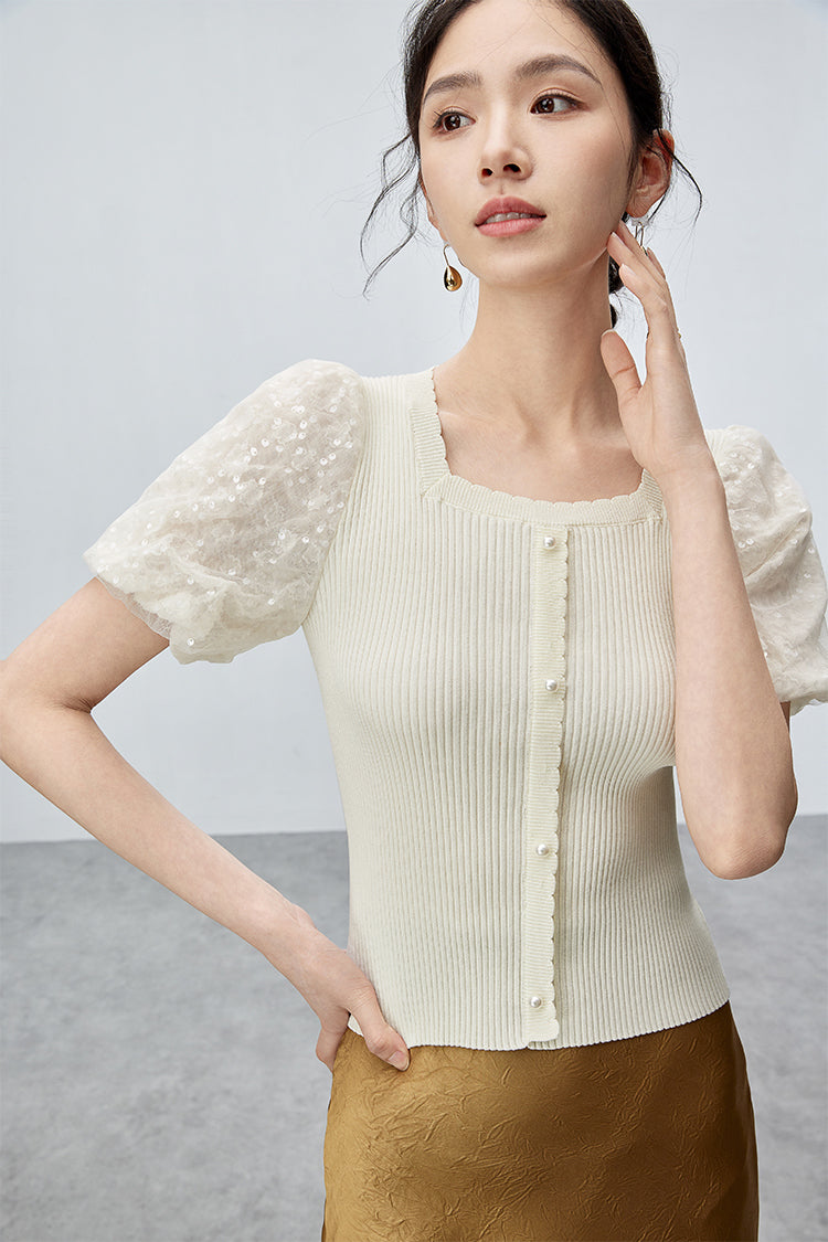 Bella Square Collar Puff Sleeve Top