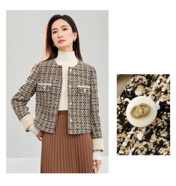 Charlotte Contrast Cuff Crop Tweed Jacket