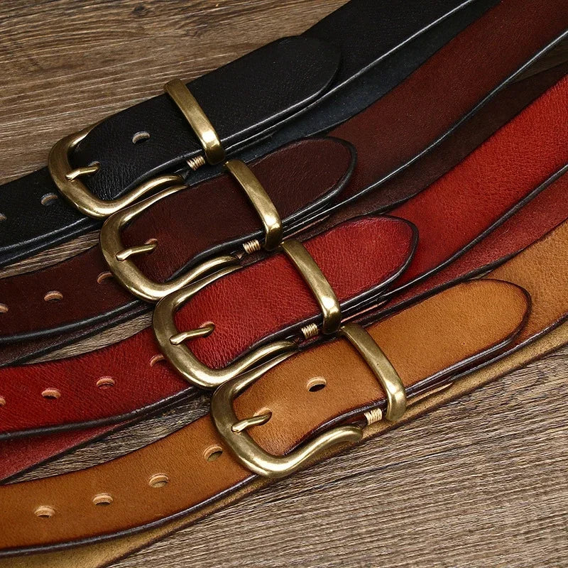 Matte cowhide pin-buckle belt — color group shot