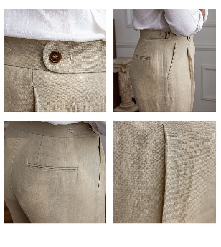 Pietro Linen Pleated Trousers