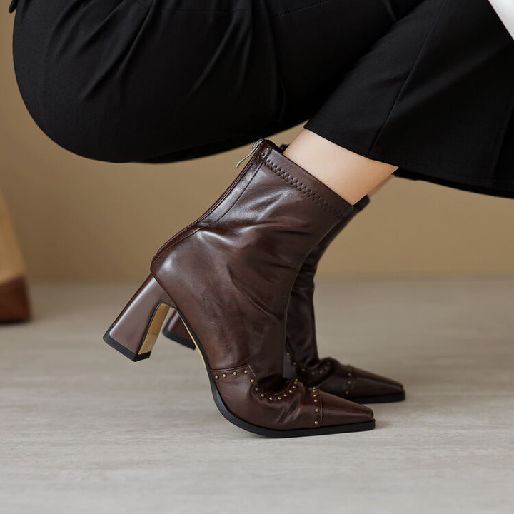 Donna Square Toe Ankle Boots