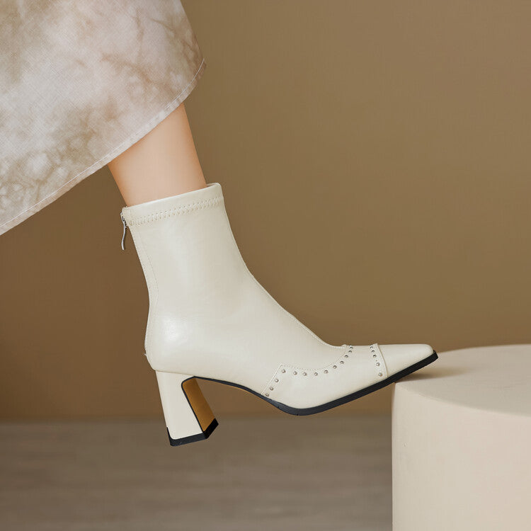 Donna Square Toe Ankle Boots