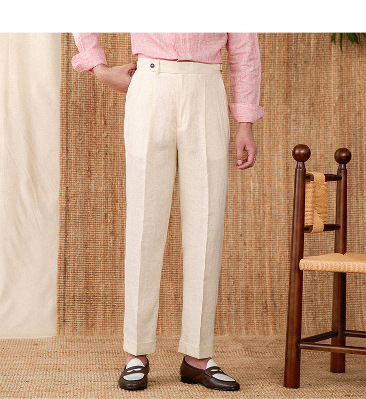 Enrico Pleated Linen Pants