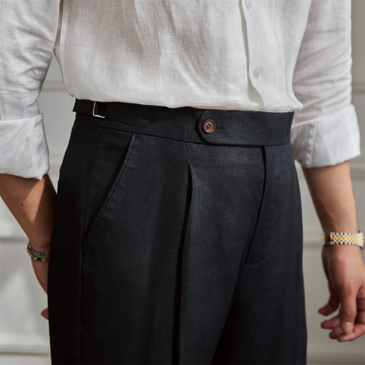 Pietro Linen Pleated Trousers