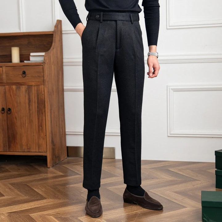 Vincenzio Wool Blend Herringbone Trousers