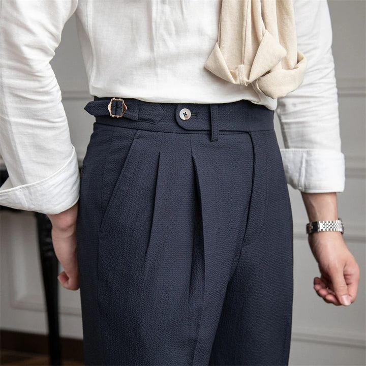 Rafaelo Seersucker Pleated Trousers