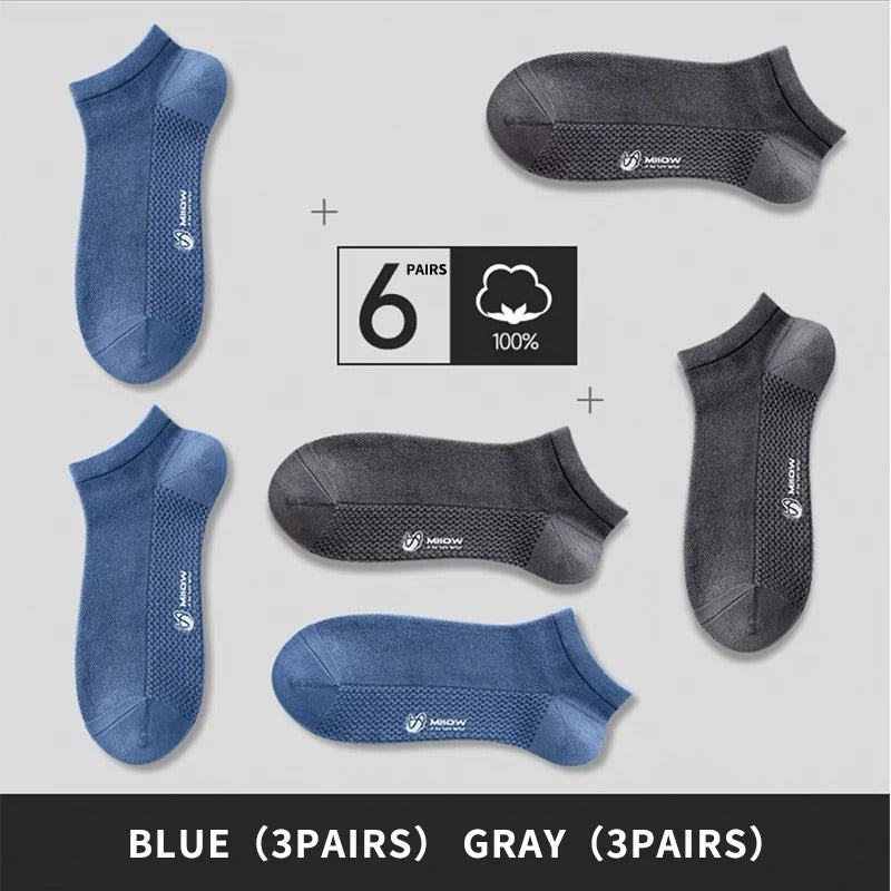 Novelty 6-Pack Breathable Antibacterial Low-Cut Socks for Men