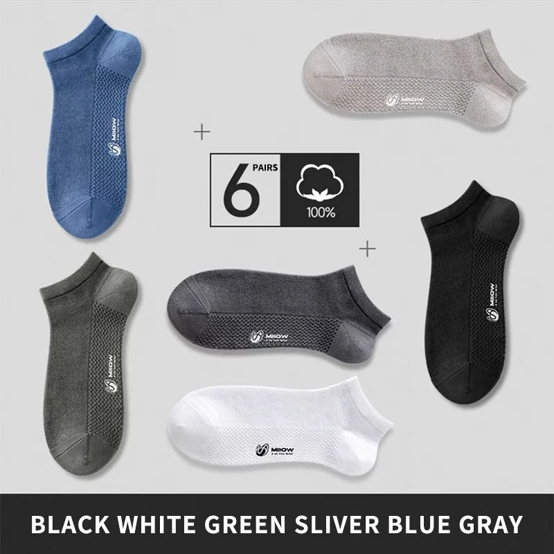 Novelty 6-Pack Breathable Antibacterial Low-Cut Socks for Men
