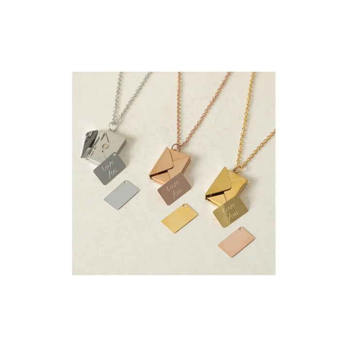 Elodie necklaces in all three tones with their note cards