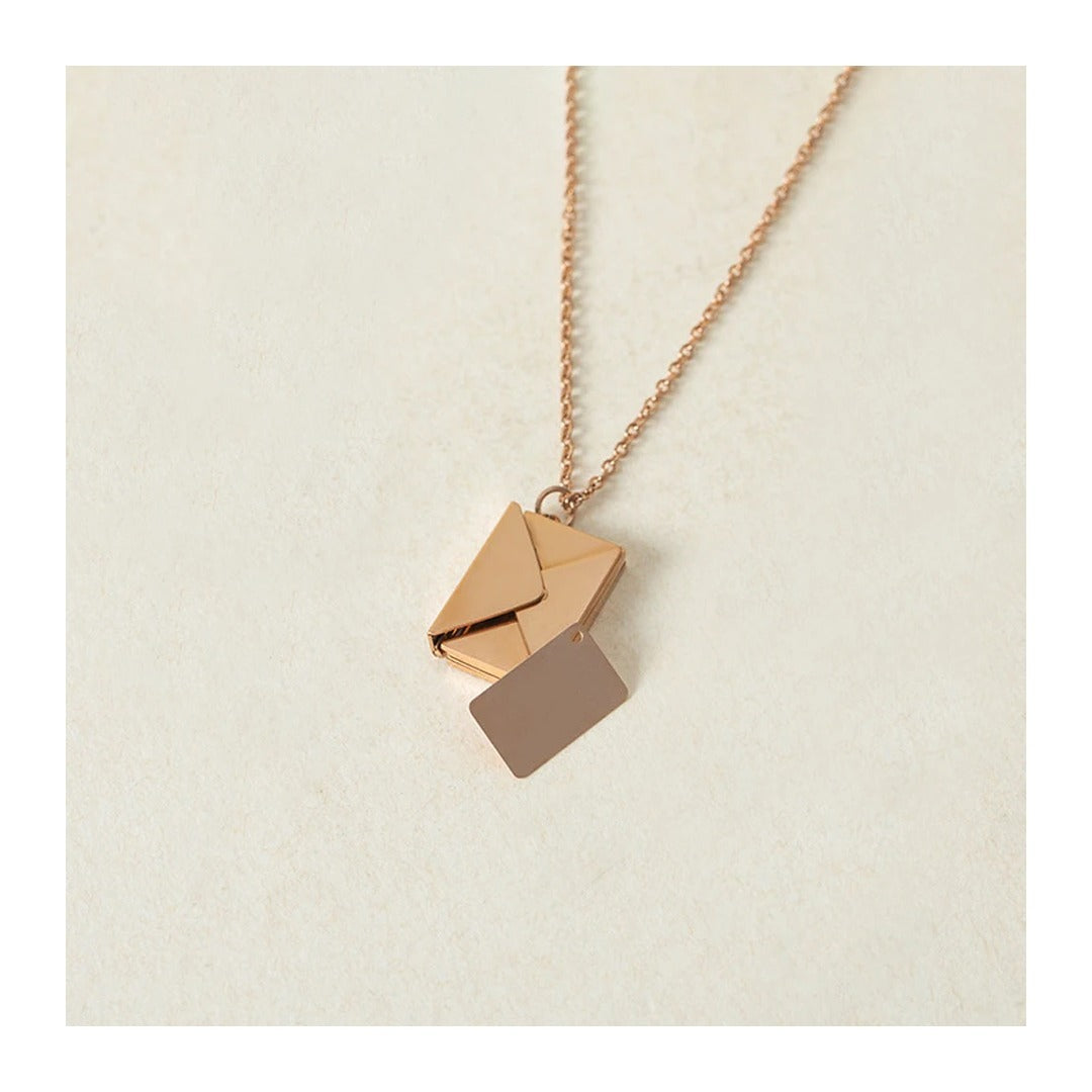 Elodie Envelope Locket Necklace in rose tone