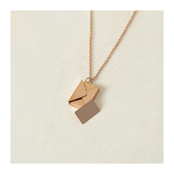 Elodie Envelope Locket Necklace in rose tone