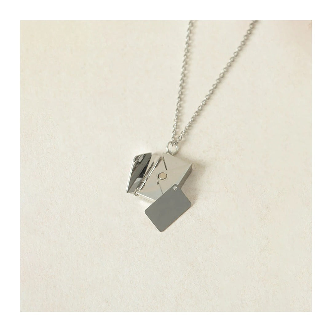 Elodie Envelope Locket Necklace in silver tone