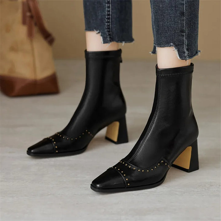 Donna Square Toe Ankle Boots