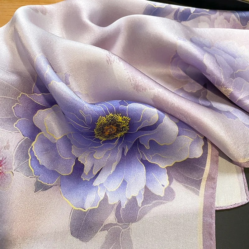 Hyacinth Mulberry Silk Square Scarf