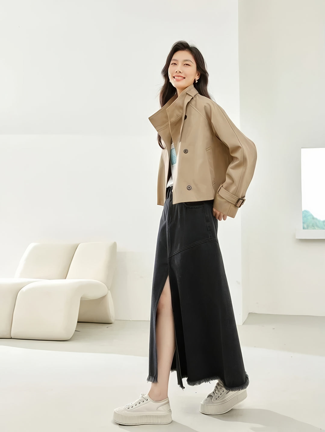 Luna Cropped Trench Coat