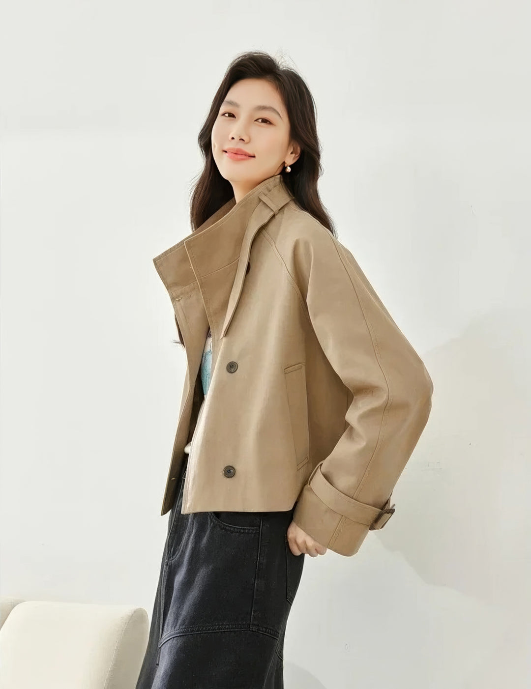 Luna Cropped Trench Coat