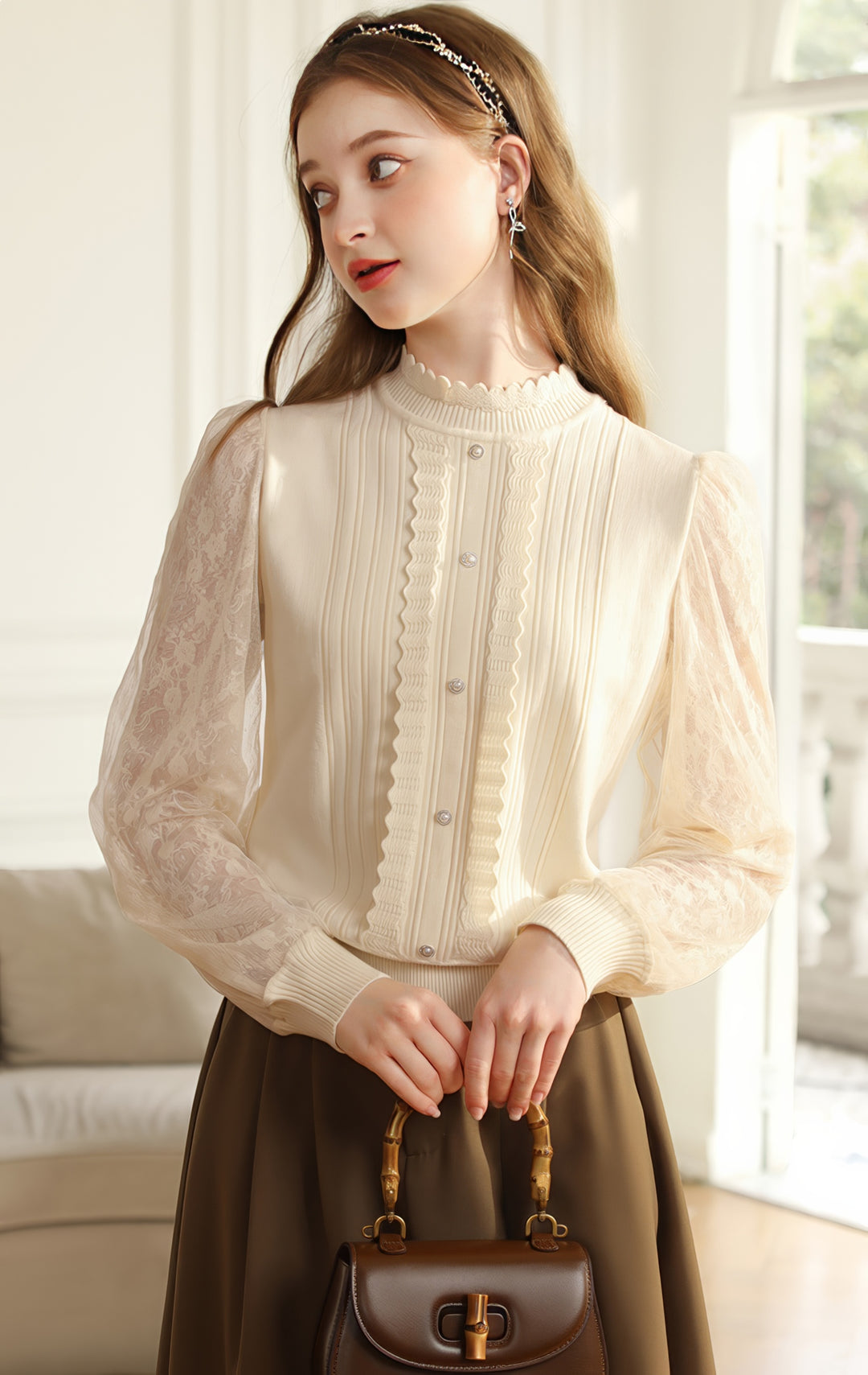 Evelyn Lacework Knit Light Sweater