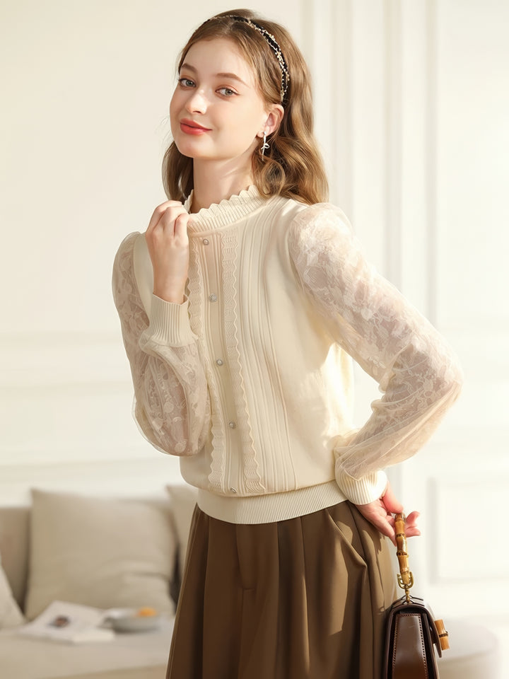 Evelyn Lacework Knit Light Sweater