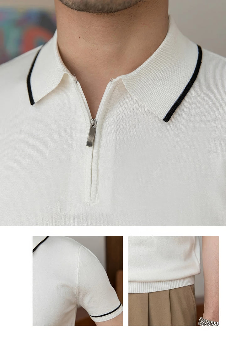 Giorgio Zipped Contrast Polo